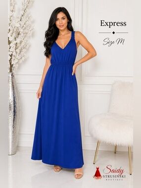 EXPRESS feminine casual summer Blue Sleeveless maxi Dress/size M